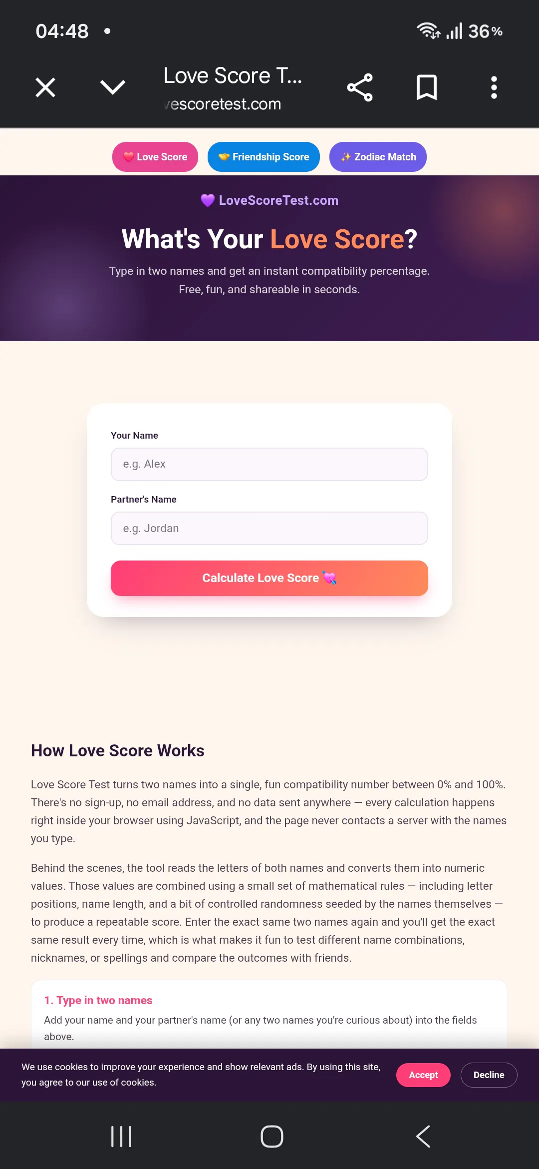 Love Score Test gallery image