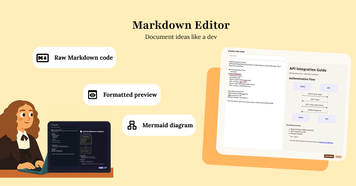 Kristnotes - โน้ตที่ใช้ร่วมกันโอเพนซอร์ซด้วยการสนับสนุน Markdown และ Mermaid media 3