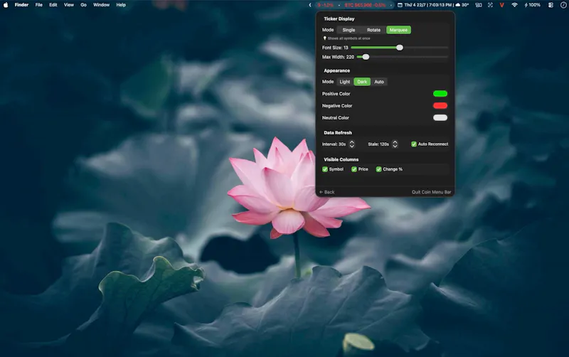 Coin Menu Bar screenshot 2