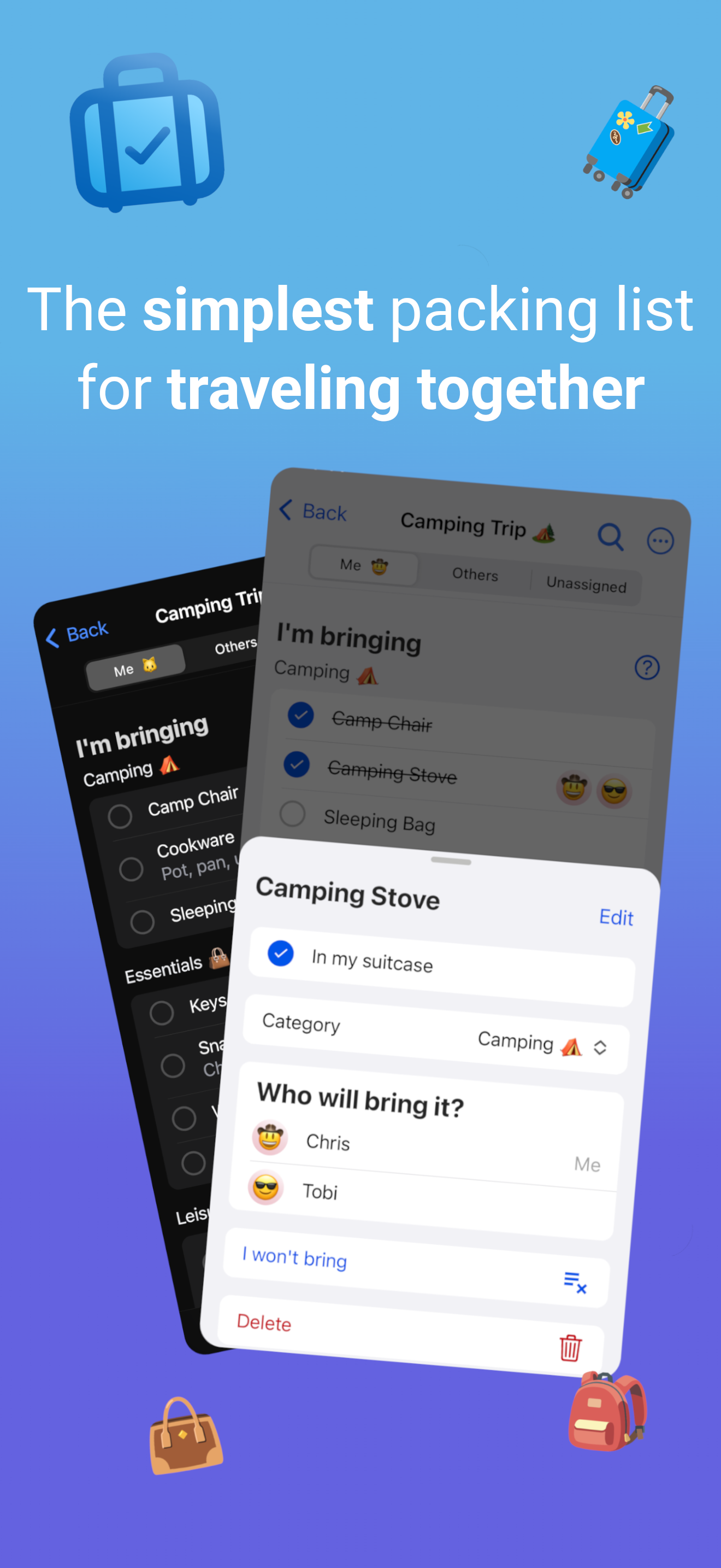 PackParty: Group Packing List - Main product screenshot demonstrating key features and user interface