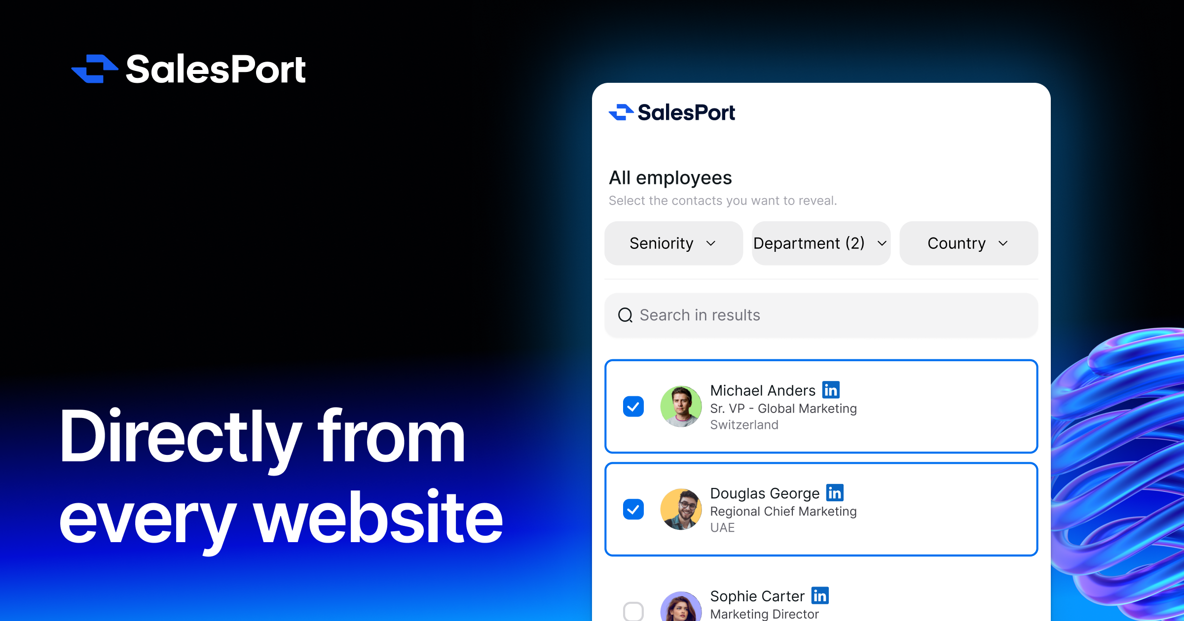 Salesportメールファインダー拡張機能 - 任意のWebサイトから直接検証済みのB2Bメールと電話を見つけるメディア3