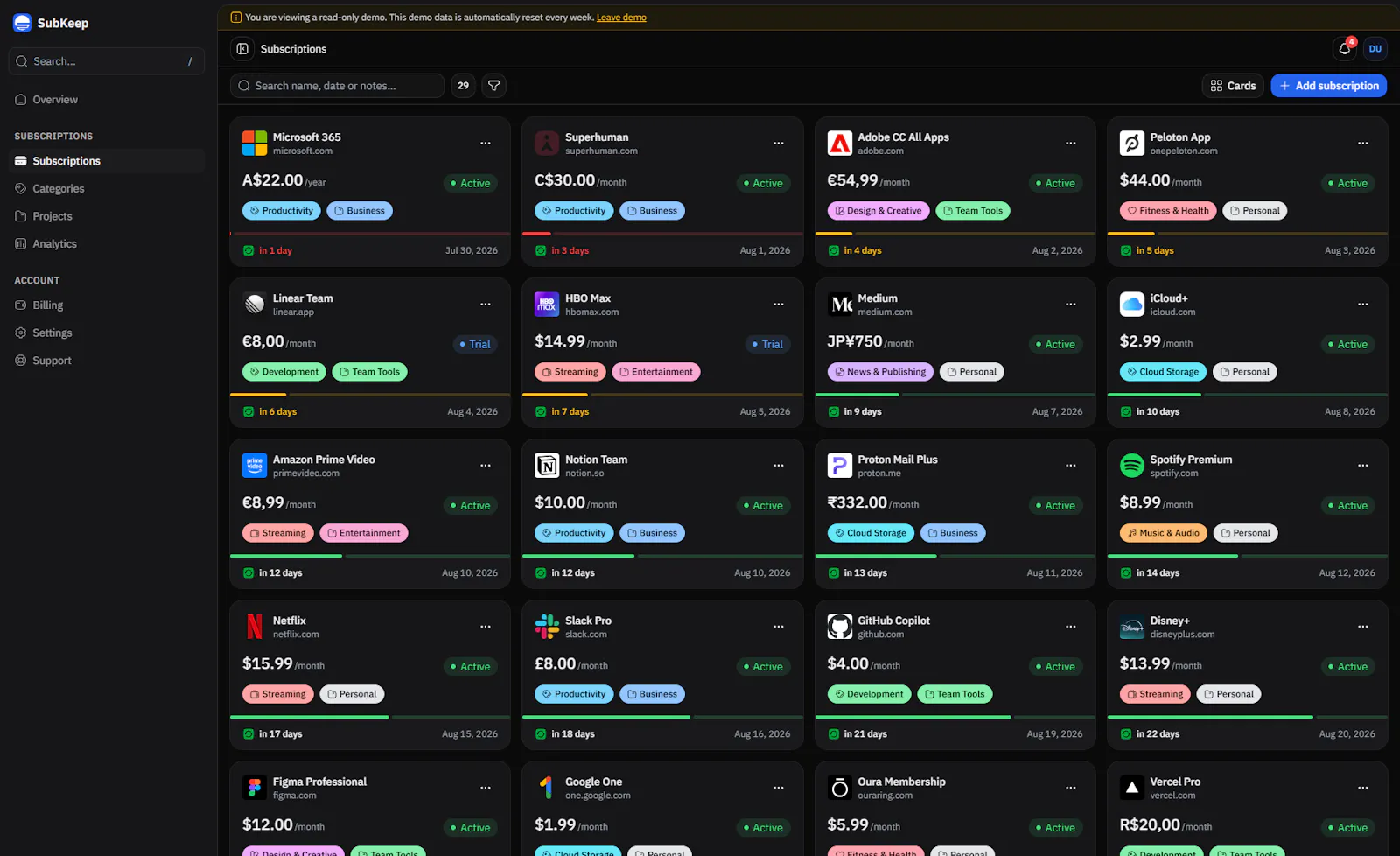 SubKeep screenshot 3