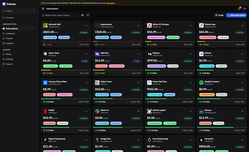 SubKeep screenshot 3