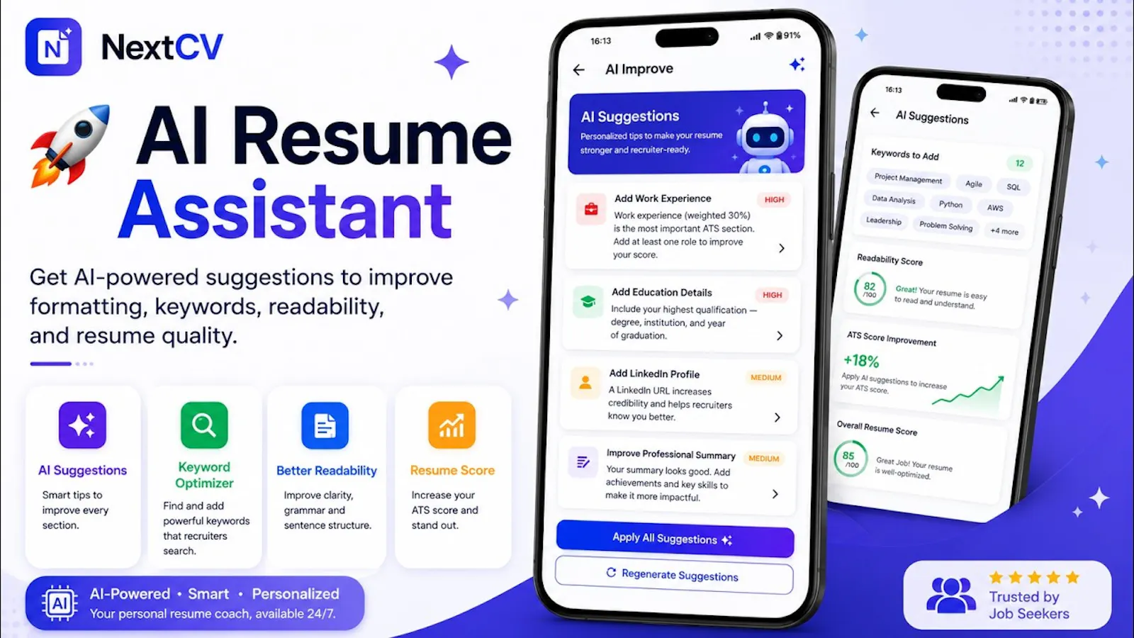 NextCV: Resume & CV Builder screenshot 1 (video preview)