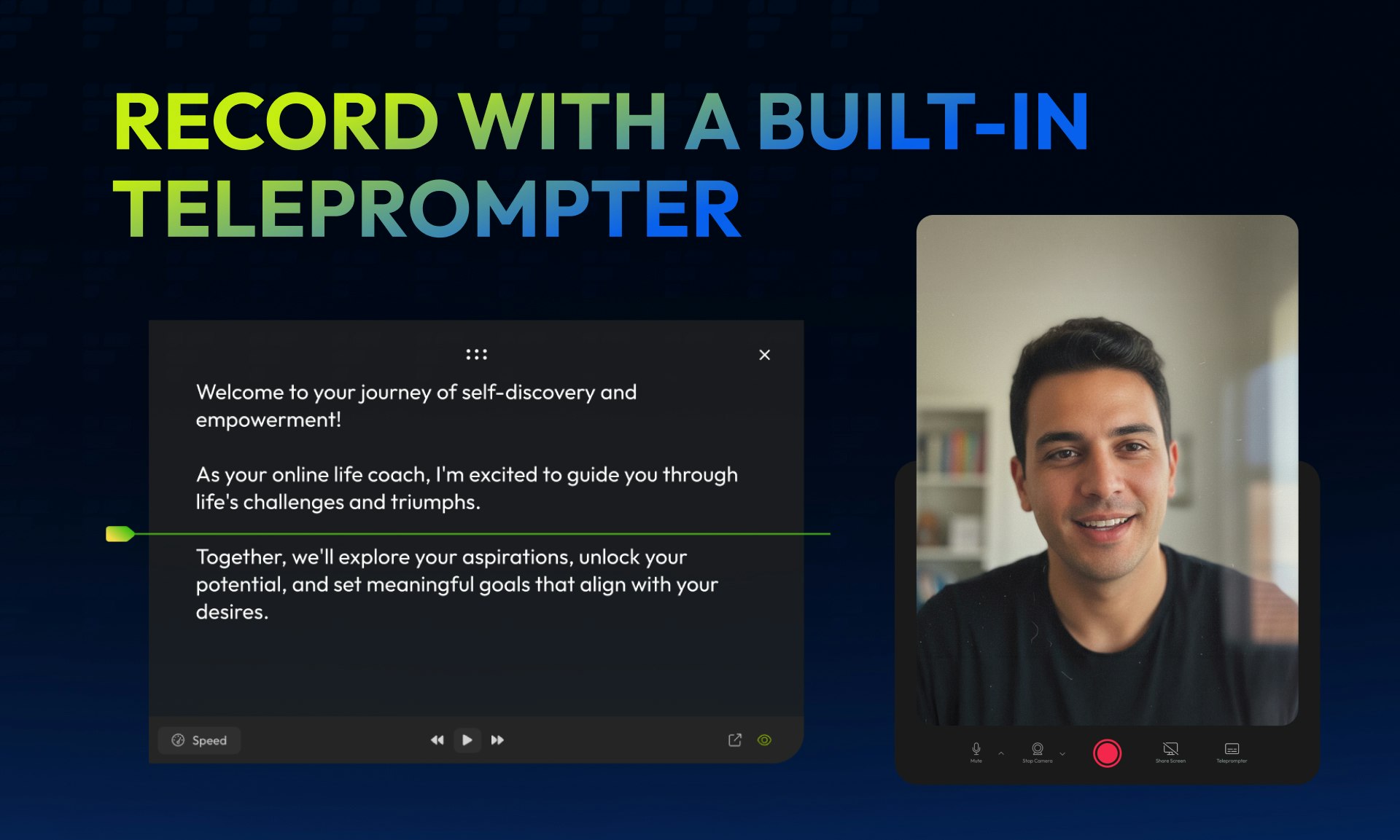 Flixier AI Screen & Webcam Recorder - Main product screenshot demonstrating key features and user interface