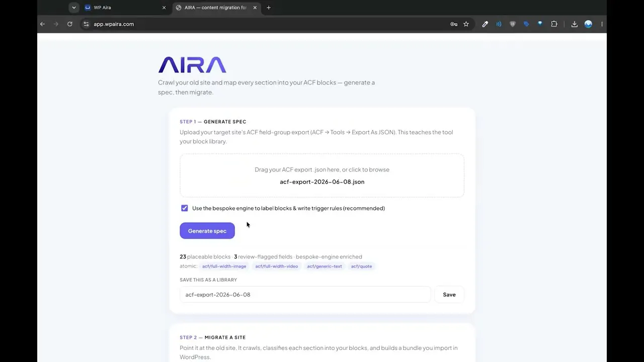 AIRA | Migrate Any Website to ACF Blocks gallery image