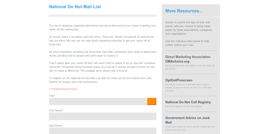 National Do Not Mail List Product Information and Latest Updates (2025