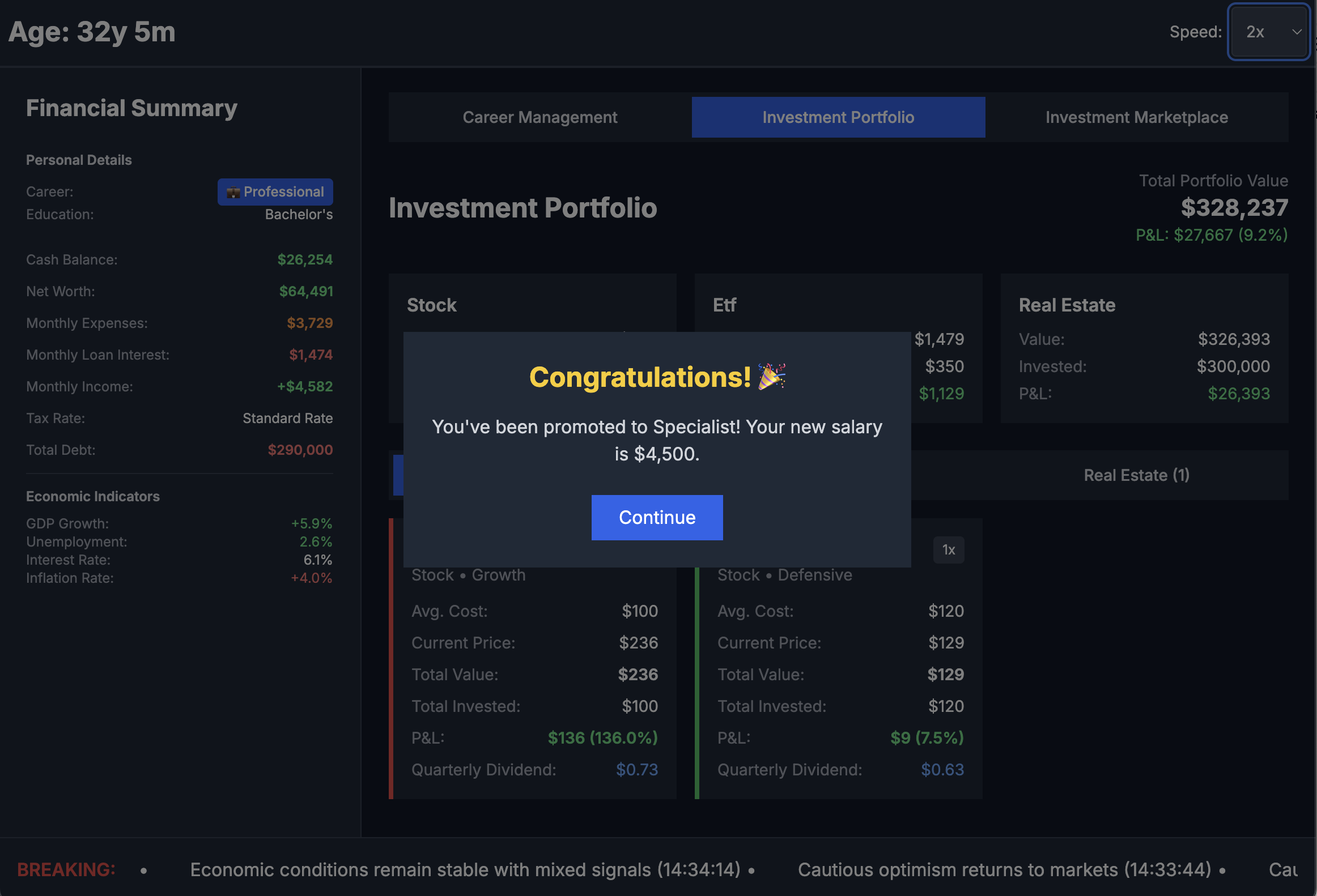 Financial Life Simulator - Screenshot 5 showing product features and functionality