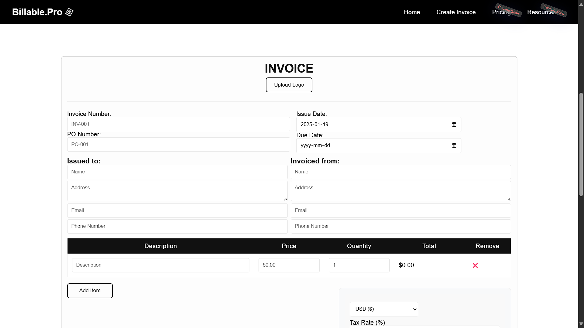 Billable.Pro - Erstellen Sie kostenlos professionelle Rechnungen online online Medien 2