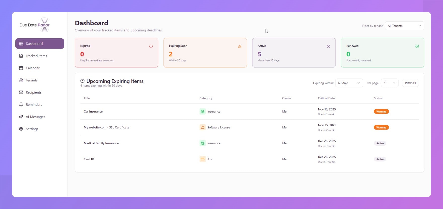 Due Date Radar - Screenshot 2 preview