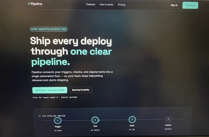 Pipeline — SaaS Landing Page Template screenshot 1