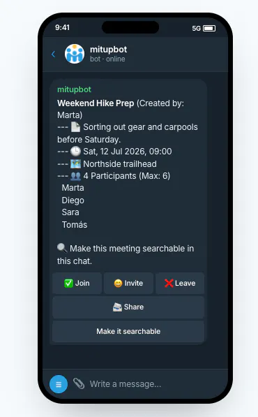 Mitup Telegram Bot gallery image