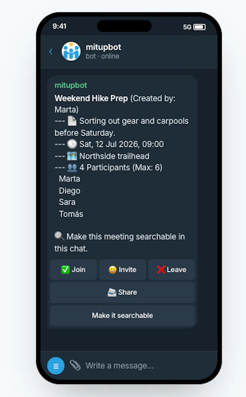 Mitup Telegram Bot screenshot 4