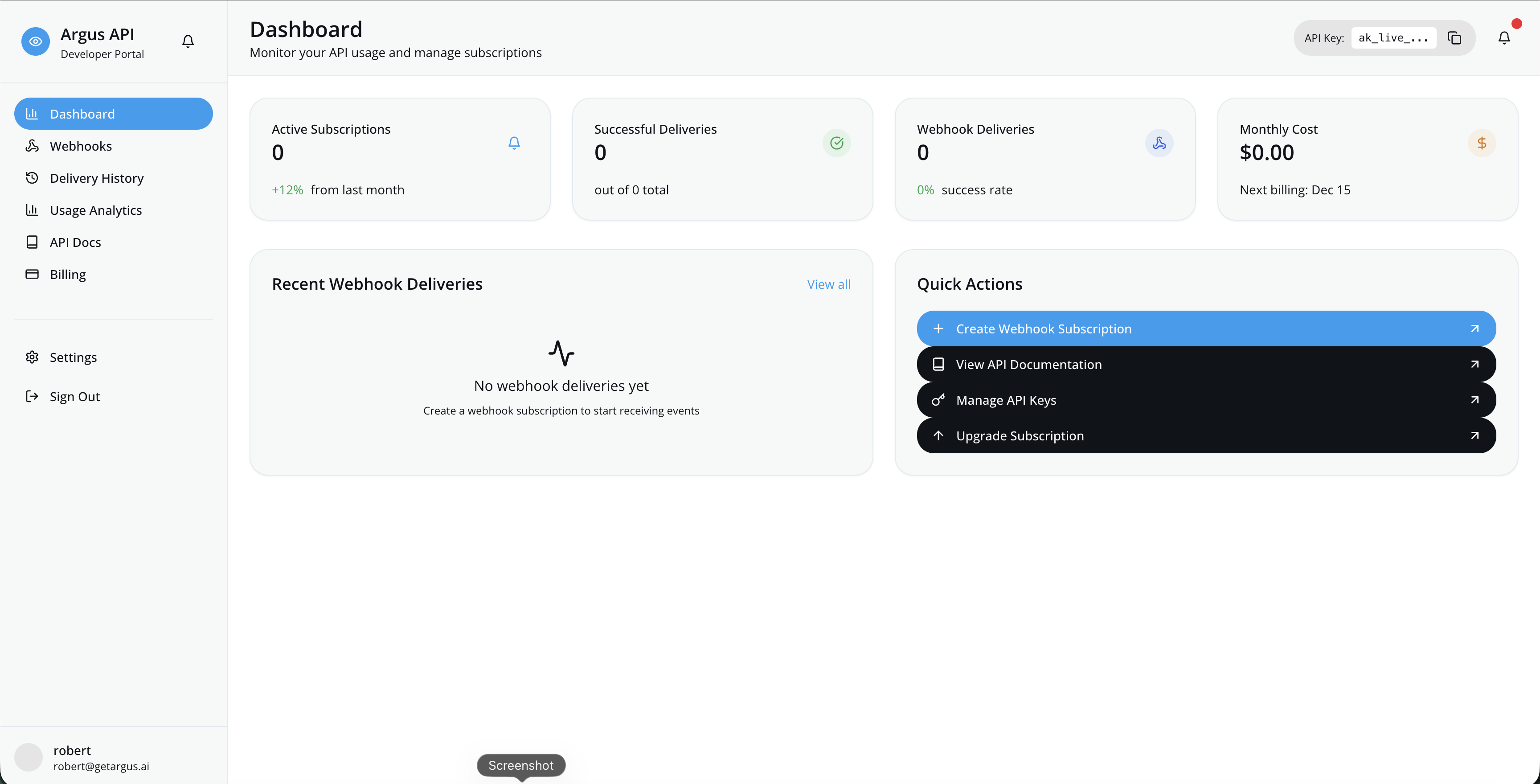 Argus AI Traffic API - Main product screenshot demonstrating key features and user interface