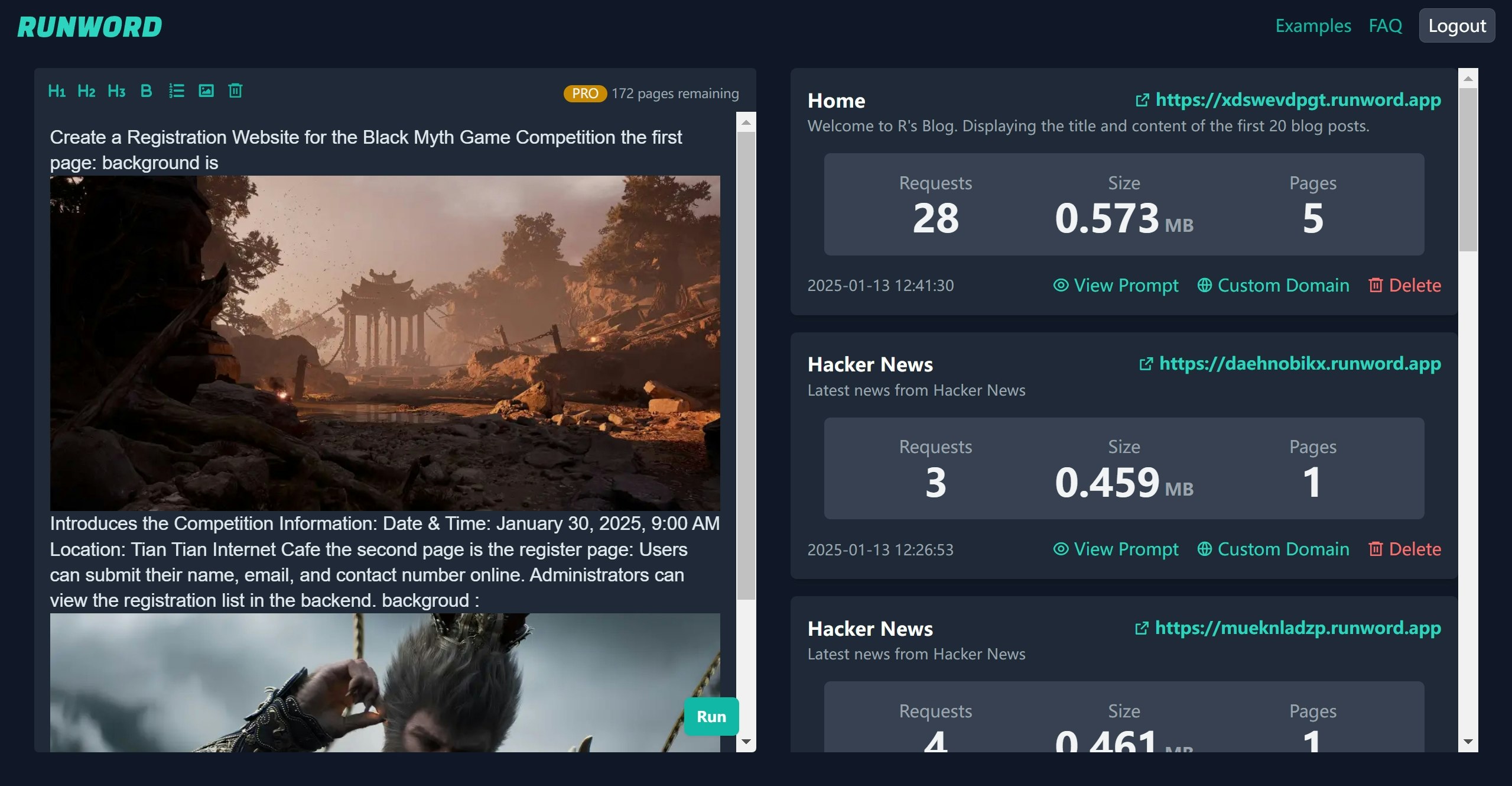 runword.ai - Sin código, sin diseño, implementable. Un mensaje, su sitio web media 3