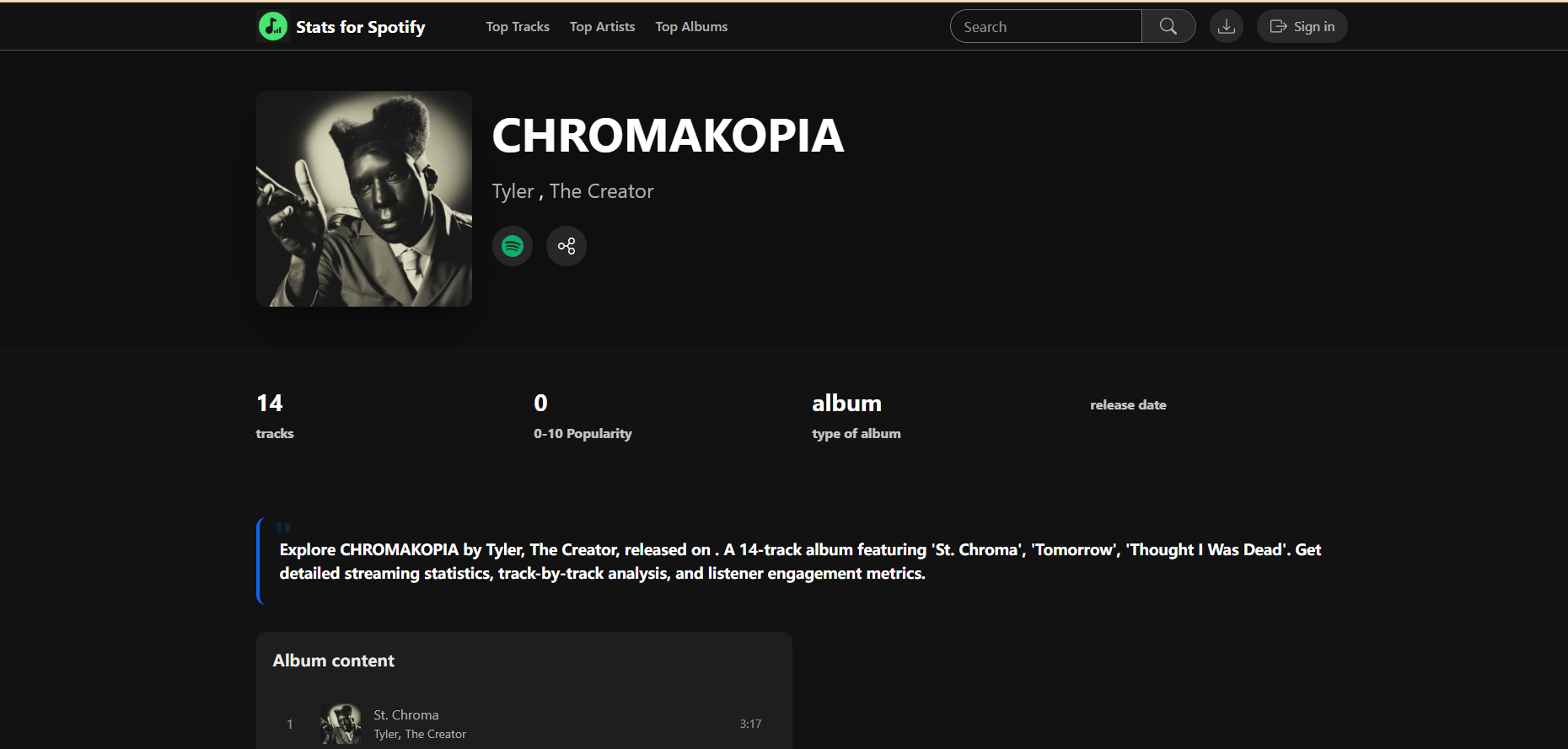 Stats for Spotify - Screenshot 3 showing product features and functionality