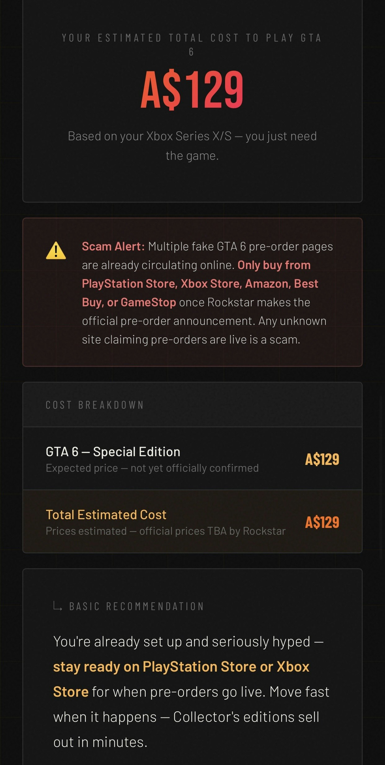 ViceCost — GTA 6 Cost Calculator gallery image