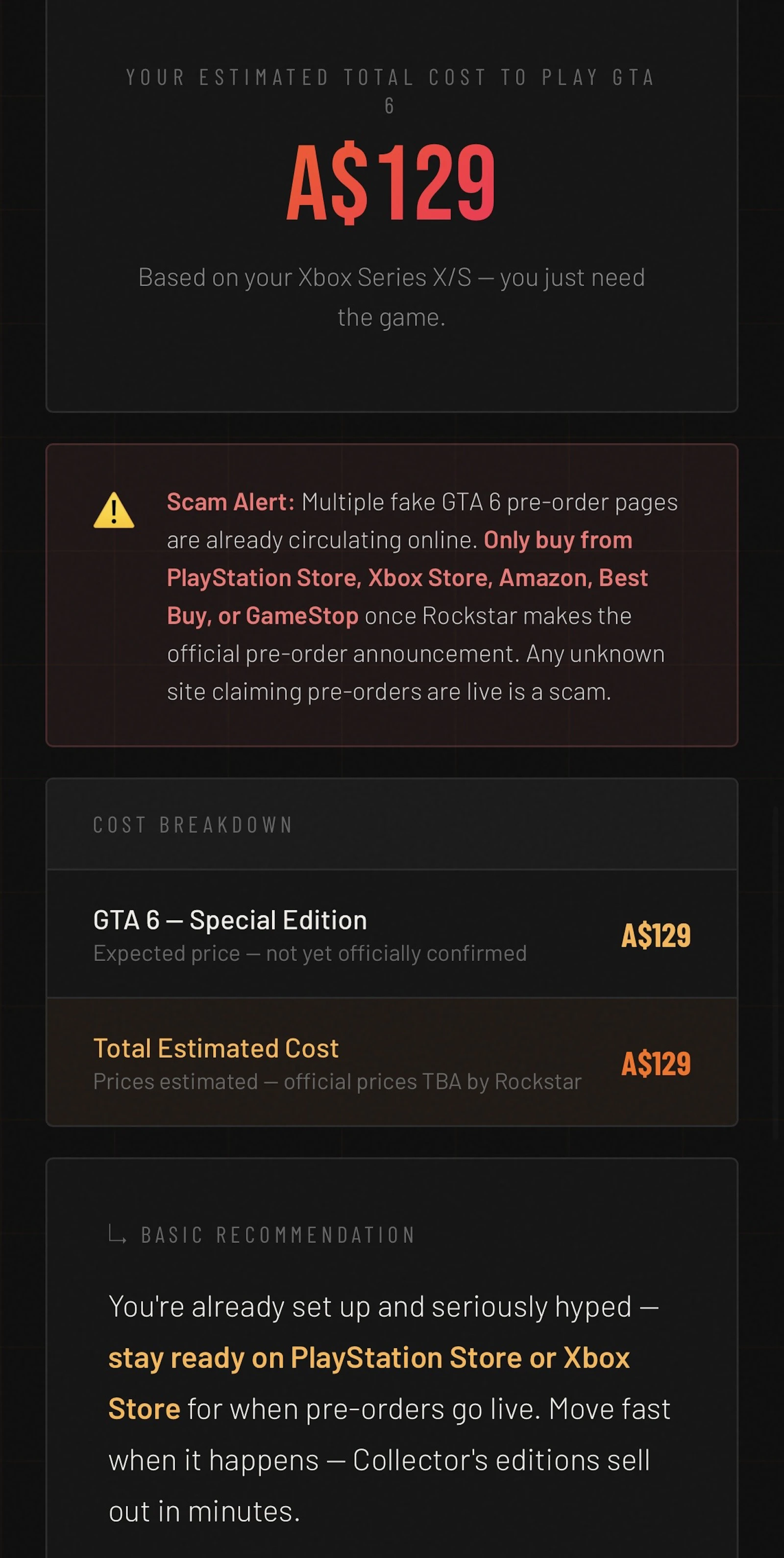 ViceCost — GTA 6 Cost Calculator screenshot 5