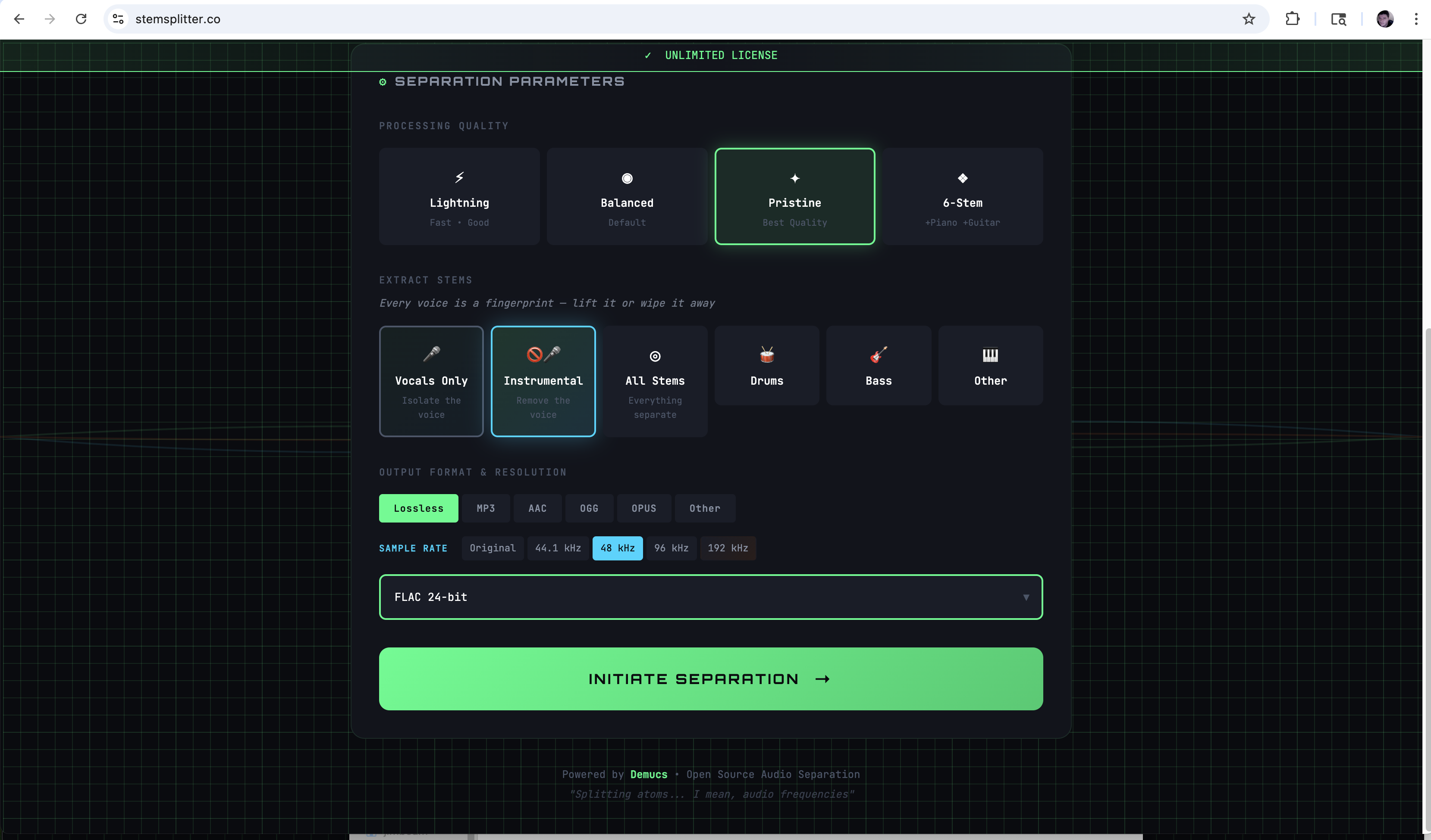 STEMSPLITTER - Screenshot 3 showing product features and functionality