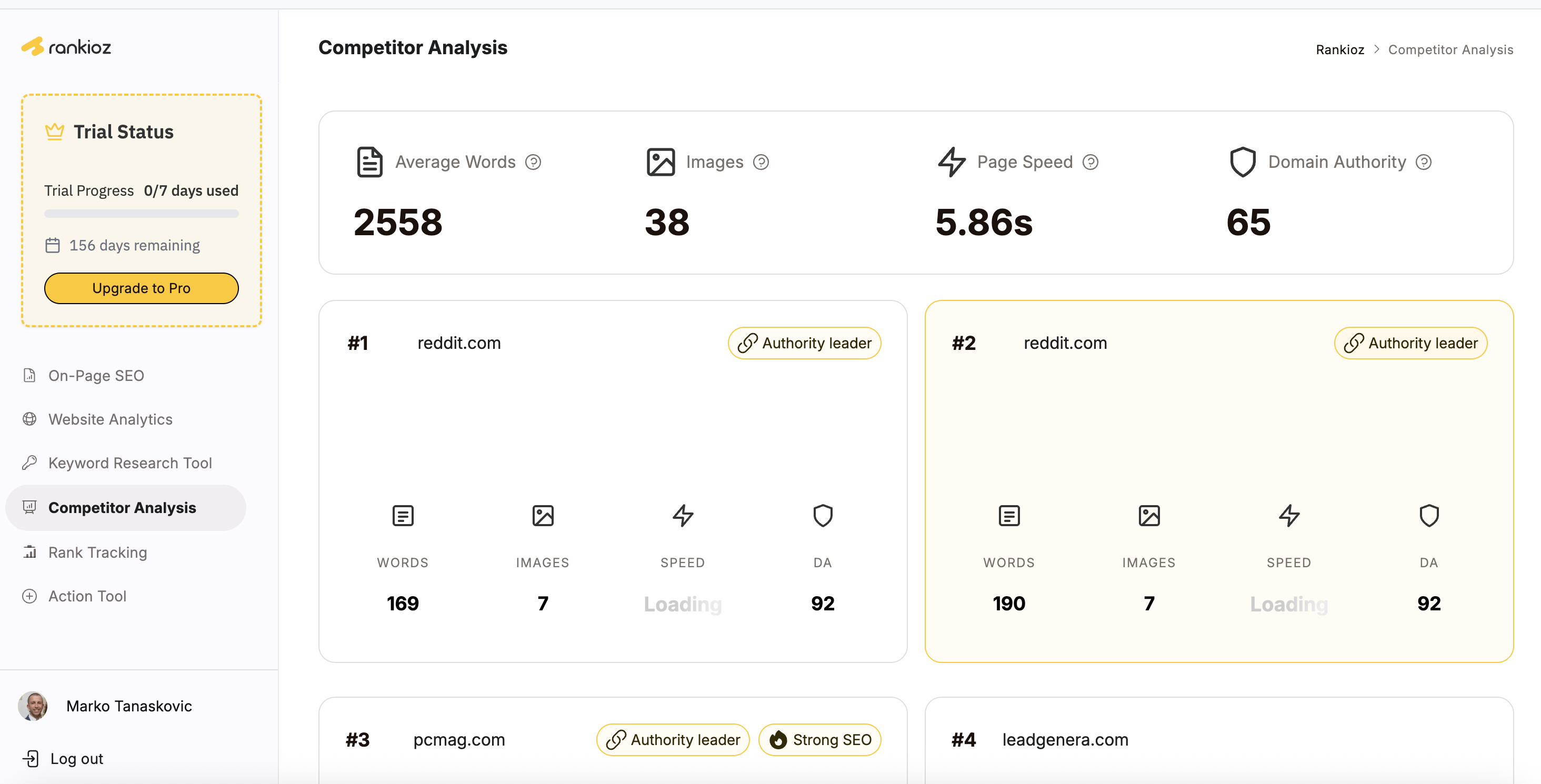 Média rankioz.com - Outil de référencement tout-en-un pour l'analyse des concurrents et des mots clés 3