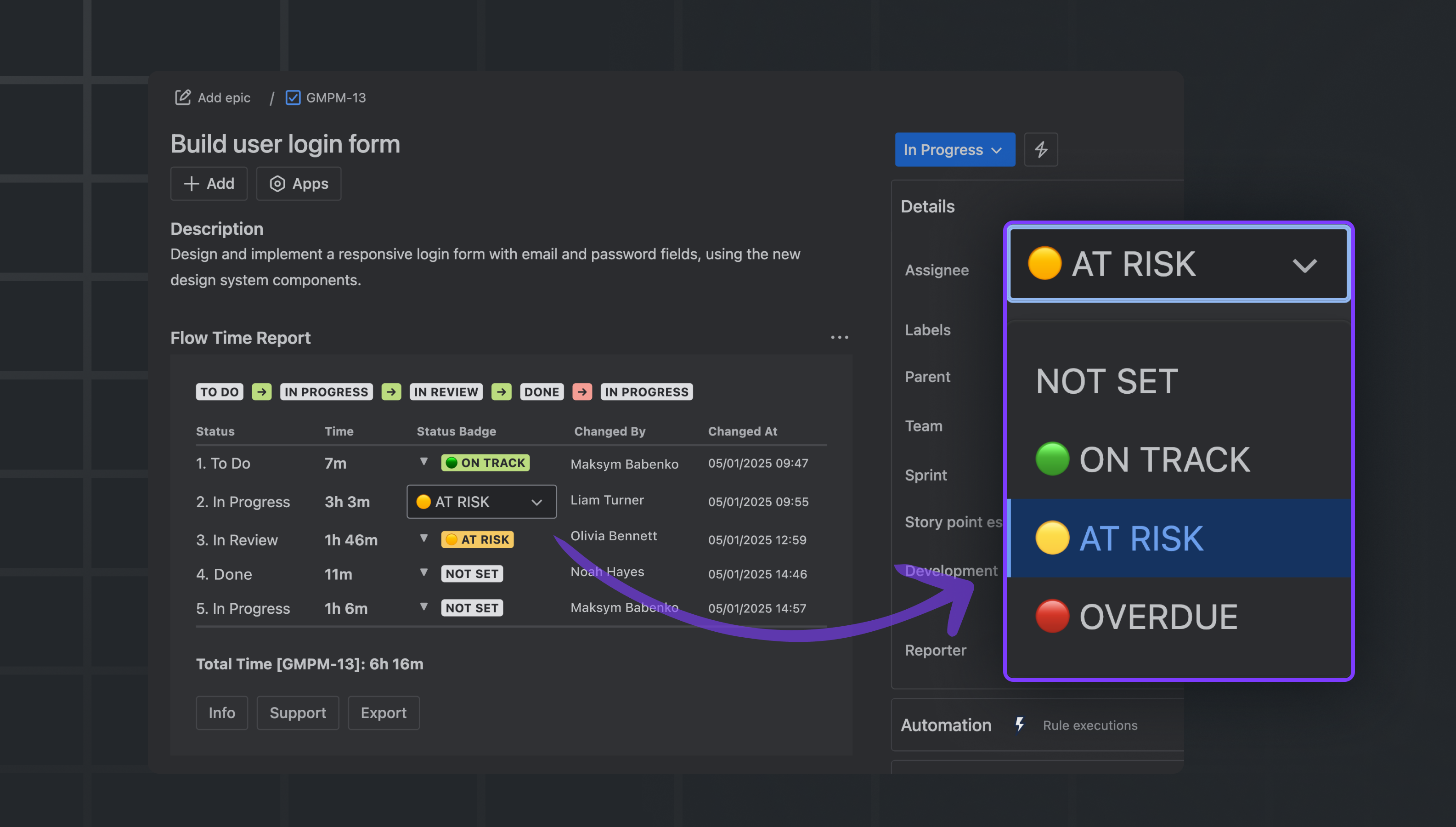 Mídia 4 de Relatório de tempo de fluxo para problemas de jira - Acompanhe o tempo no status de cada edição da JIRA, instantaneamente