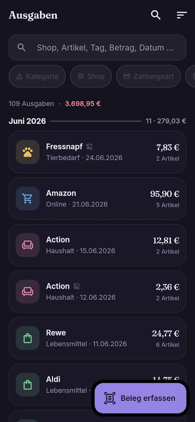 Belegio - receipt scanner for household screenshot 3