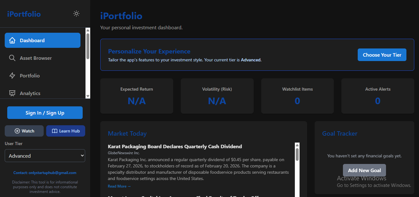 iPortfolio - Main product screenshot demonstrating key features and user interface