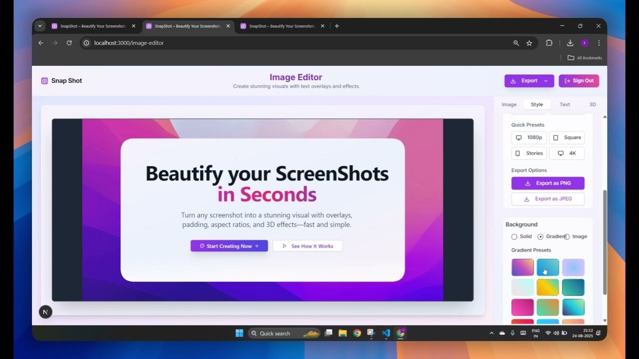 SnapShot: Instantly Beautify Your Screenshots