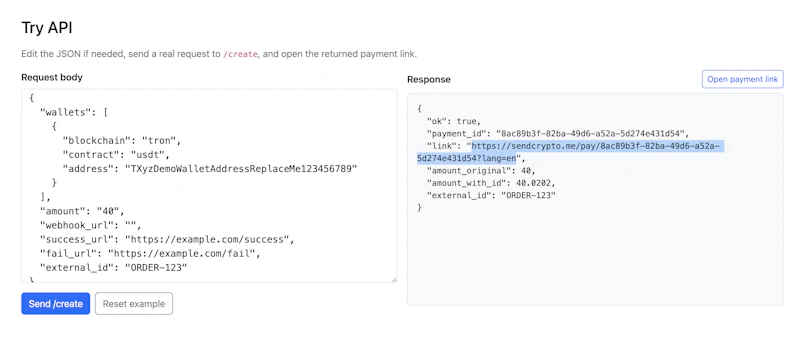 SendCrypto — 1-click API crypto gateway screenshot 3