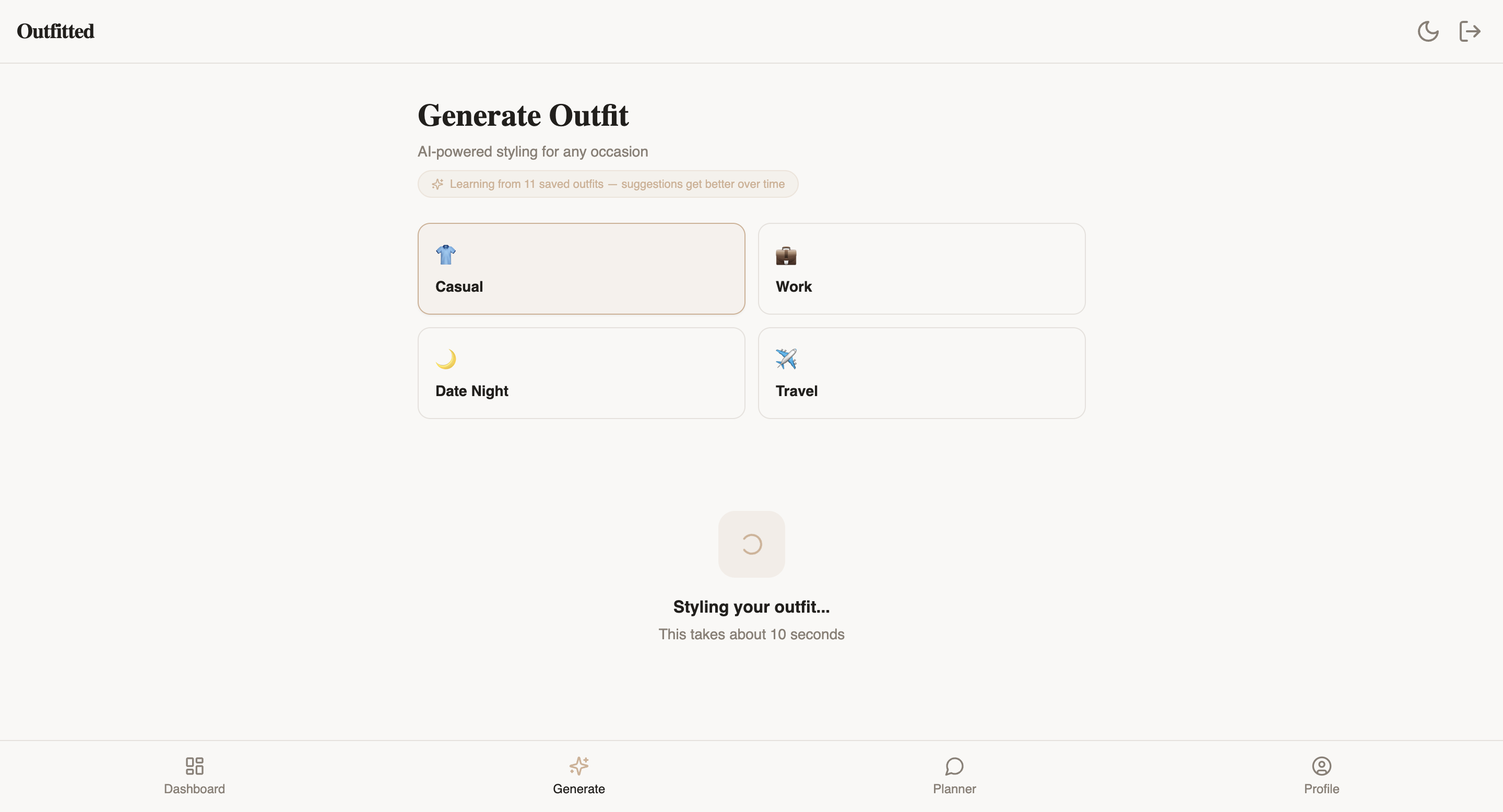 Outfitted - Screenshot 2 showing product features and functionality