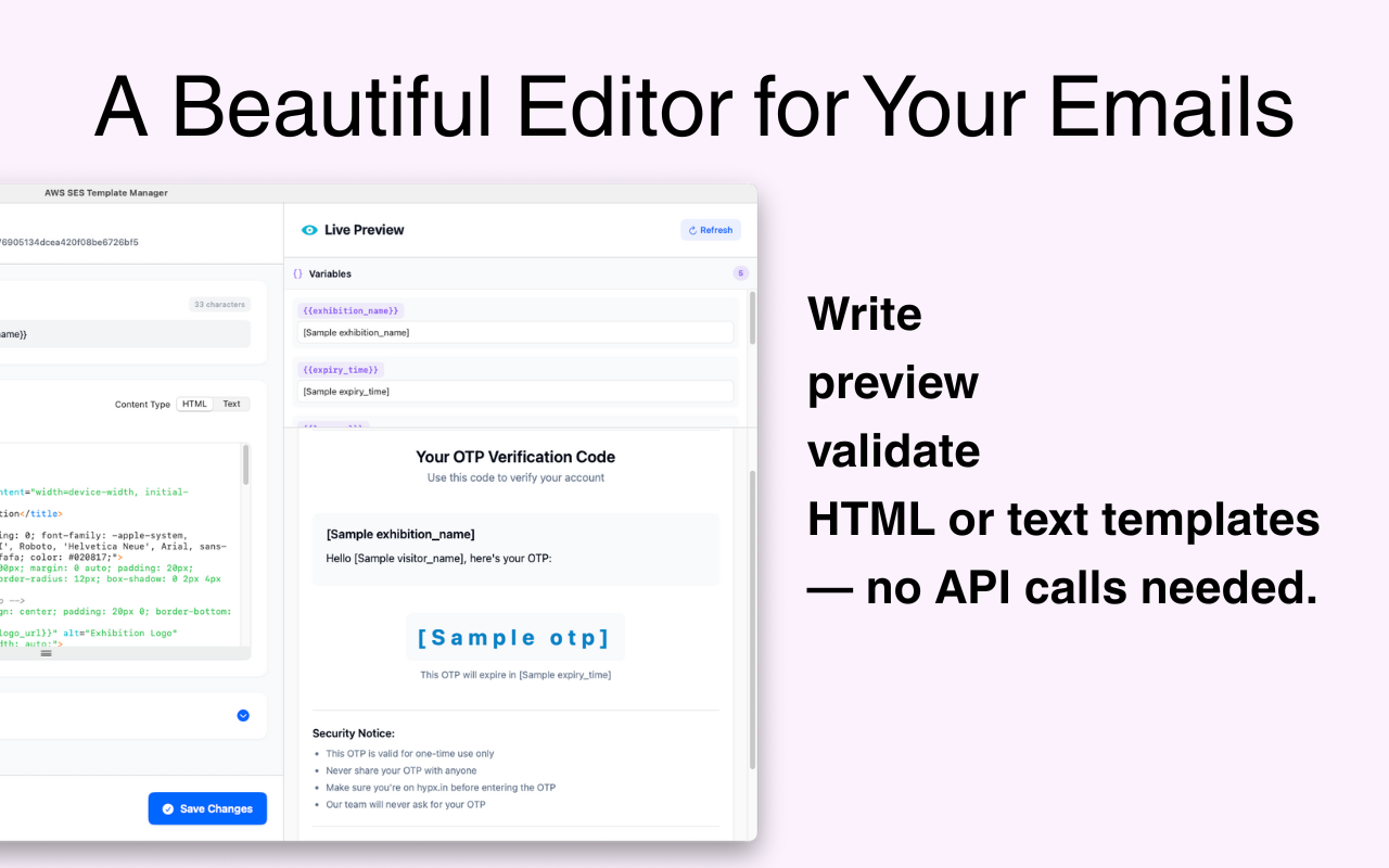 SES Template Manager - Main screenshot showing features and interface