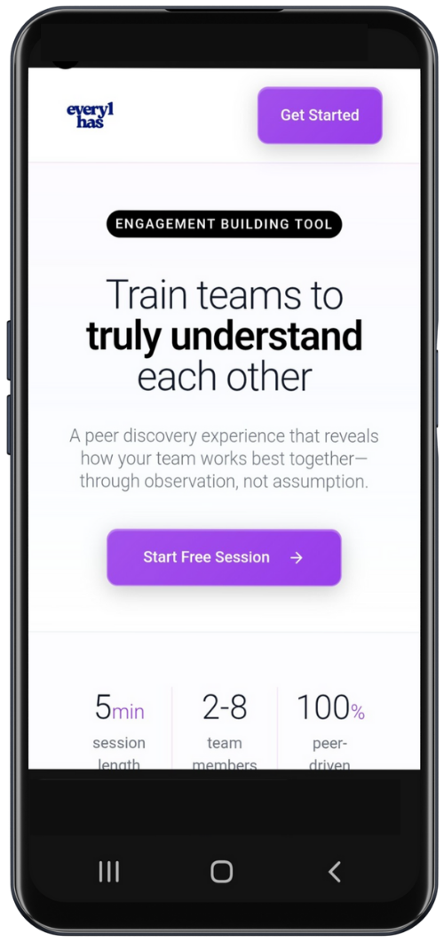 every1has - team engagement building app - Main product screenshot demonstrating key features and user interface