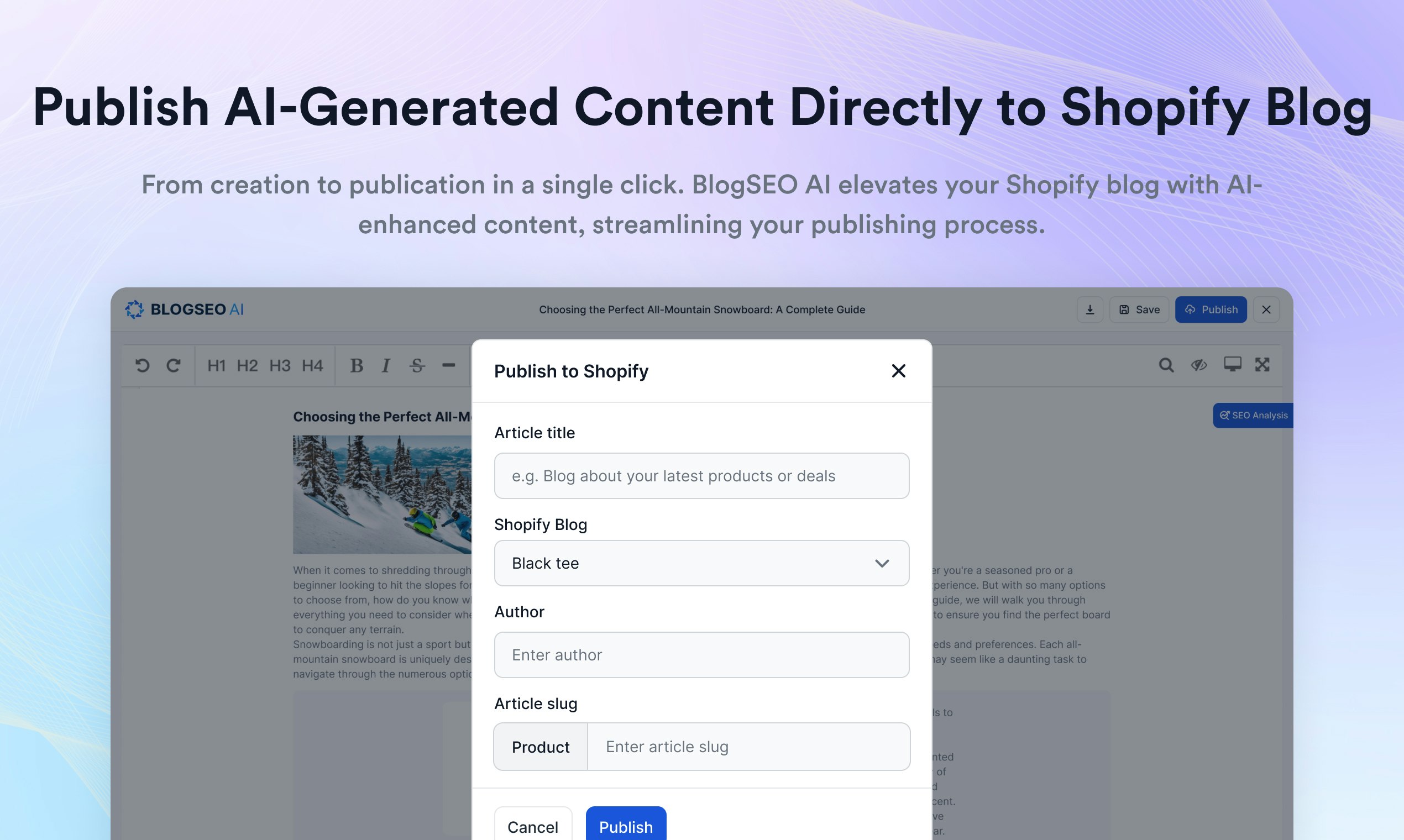 Blogseo AI для Shopify - Позвольте AI генерировать SEO-готовые статьи на основе ваших продуктов медиа 7