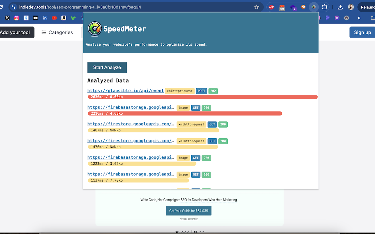 Speedmeter - Machen Sie Ihre Website noch heute mit einer Chrome -Erweiterung. Medien 2