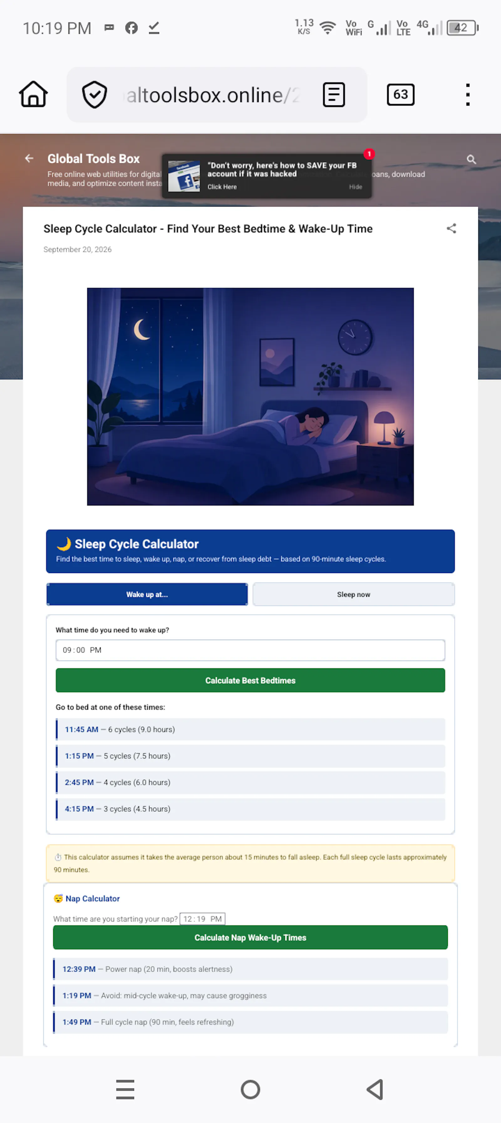 Sleep Cycle Calculator screenshot 1