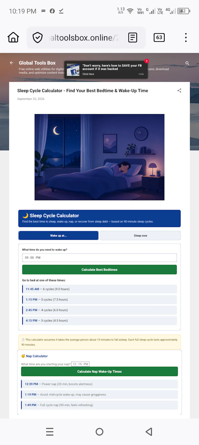 Sleep Cycle Calculator screenshot 1