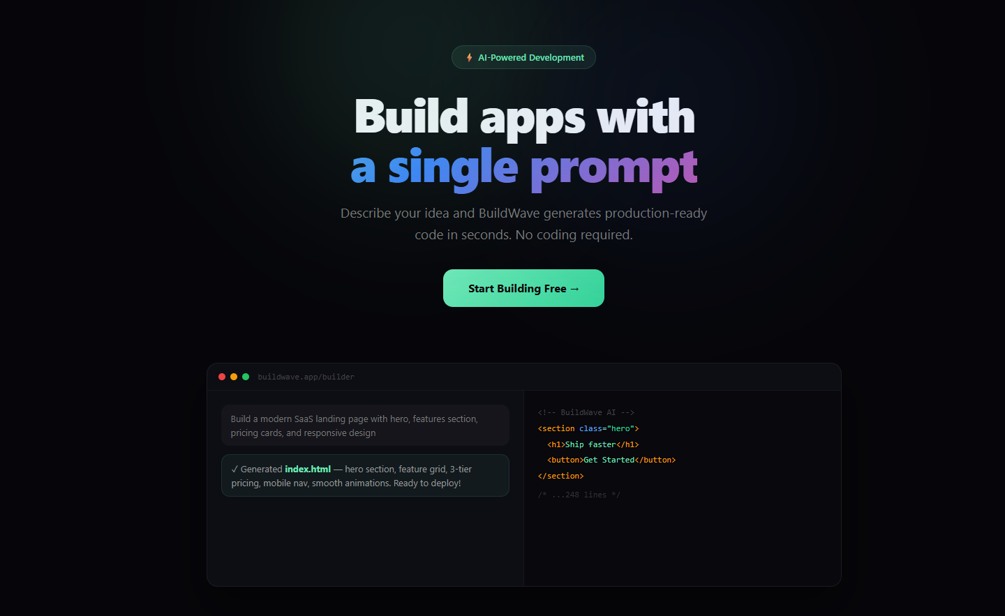 BuildWave - Main product screenshot demonstrating key features and user interface