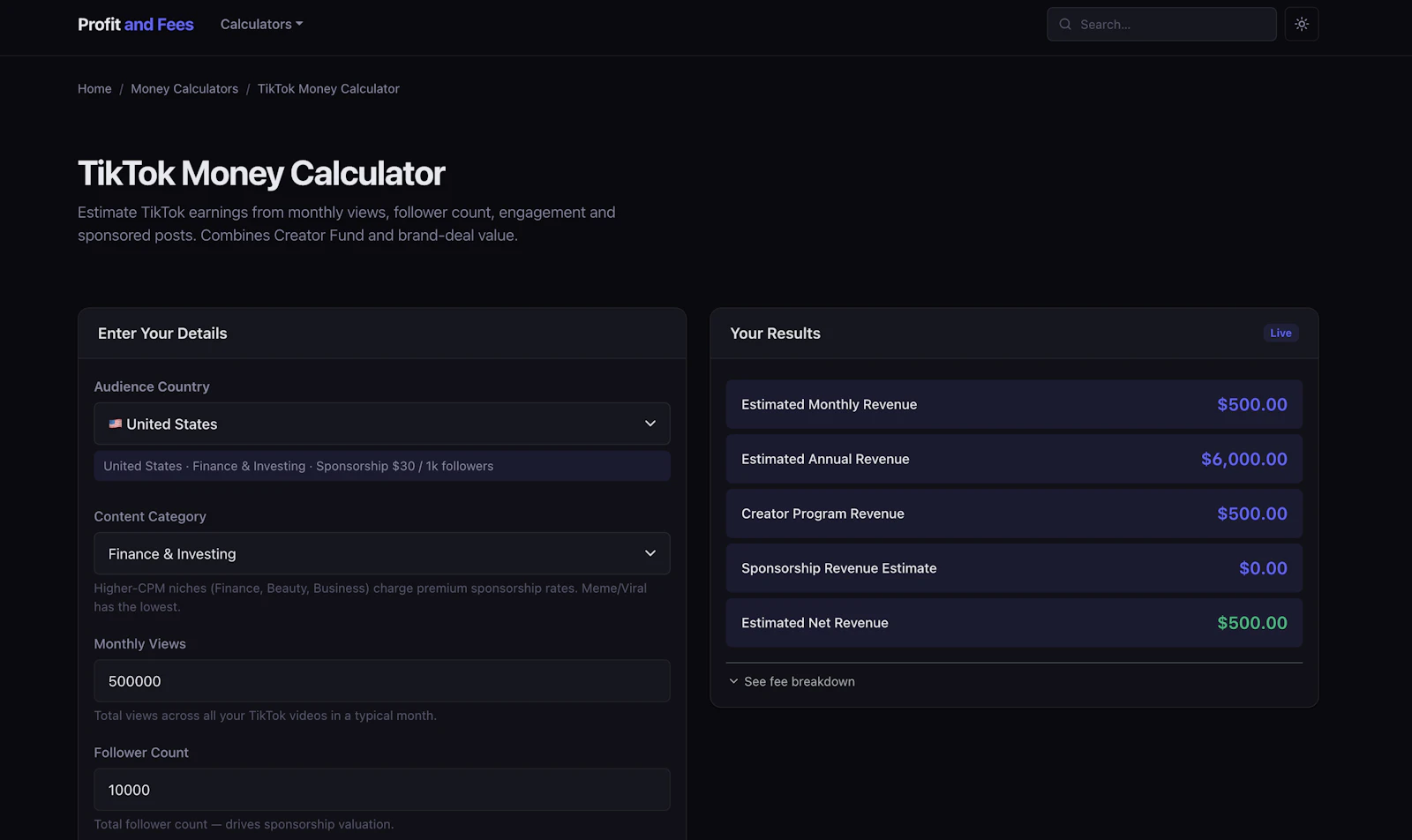 Profit and Fees screenshot 5