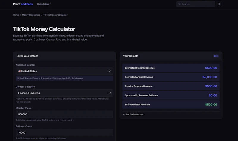 Profit and Fees screenshot 5