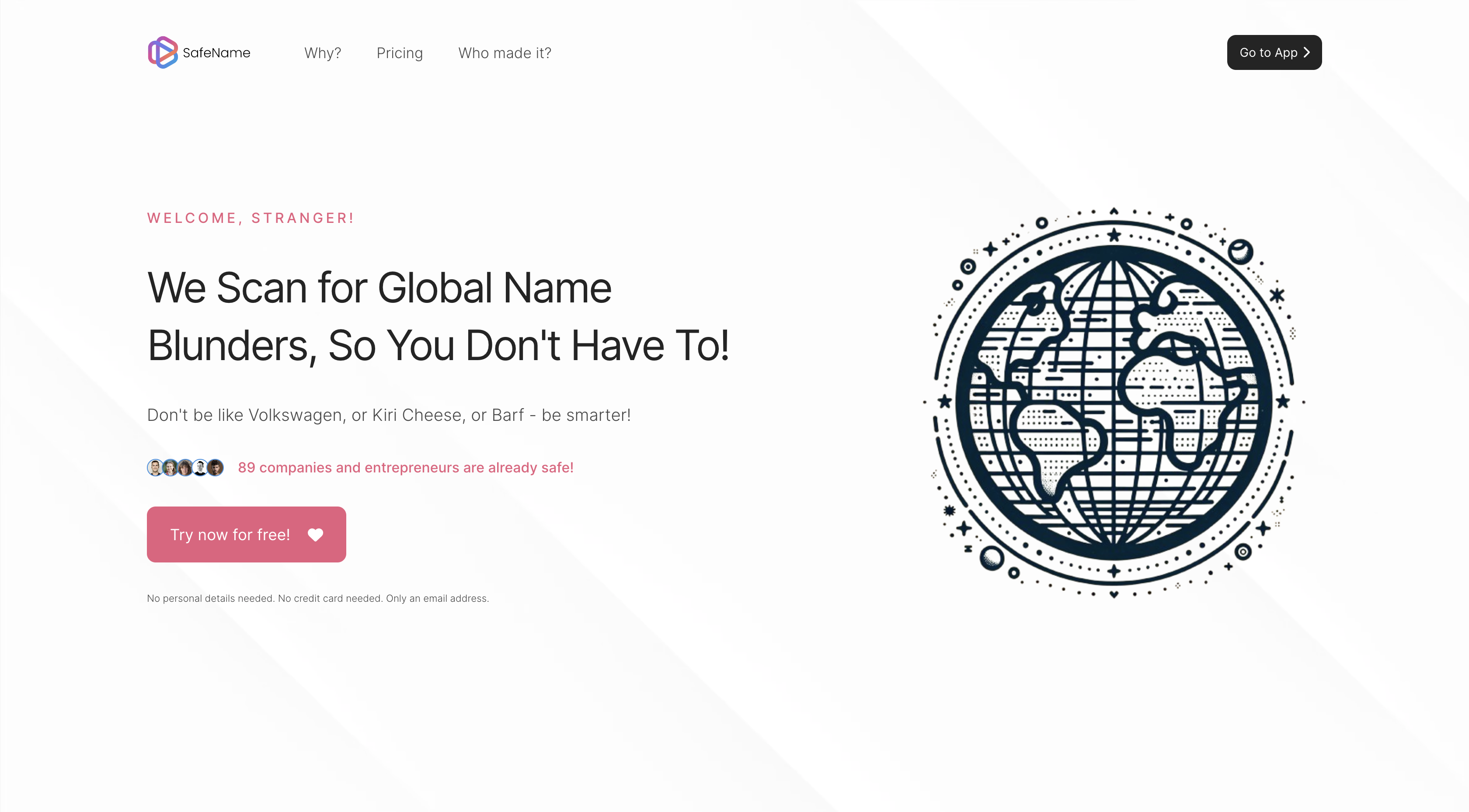 startuptile SafeName-We check if your brand name is safe around the world