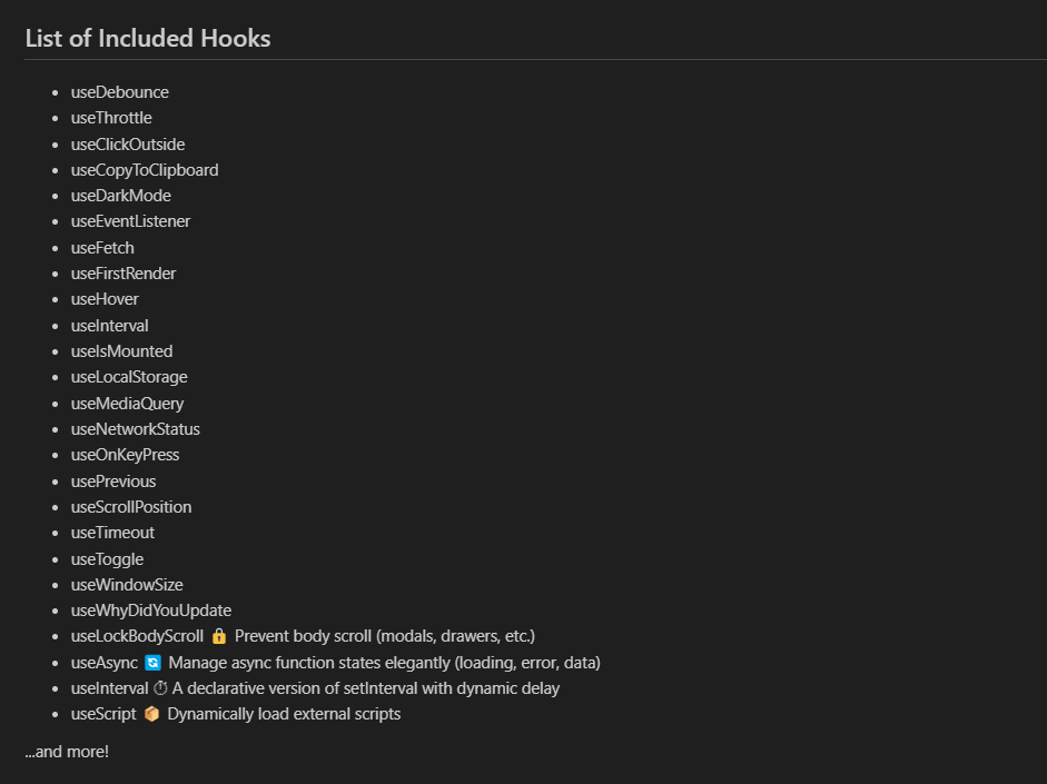 React Hooks Kit - 20 Typenkripthaken - Wiederverwendbare React -Hooks, VSCODE -Snippets und ein Pro -Pack Medien 3