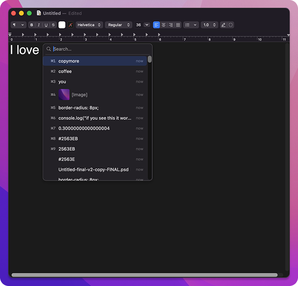 CopyMore, Simple Clipboard History - Main product screenshot demonstrating key features and user interface