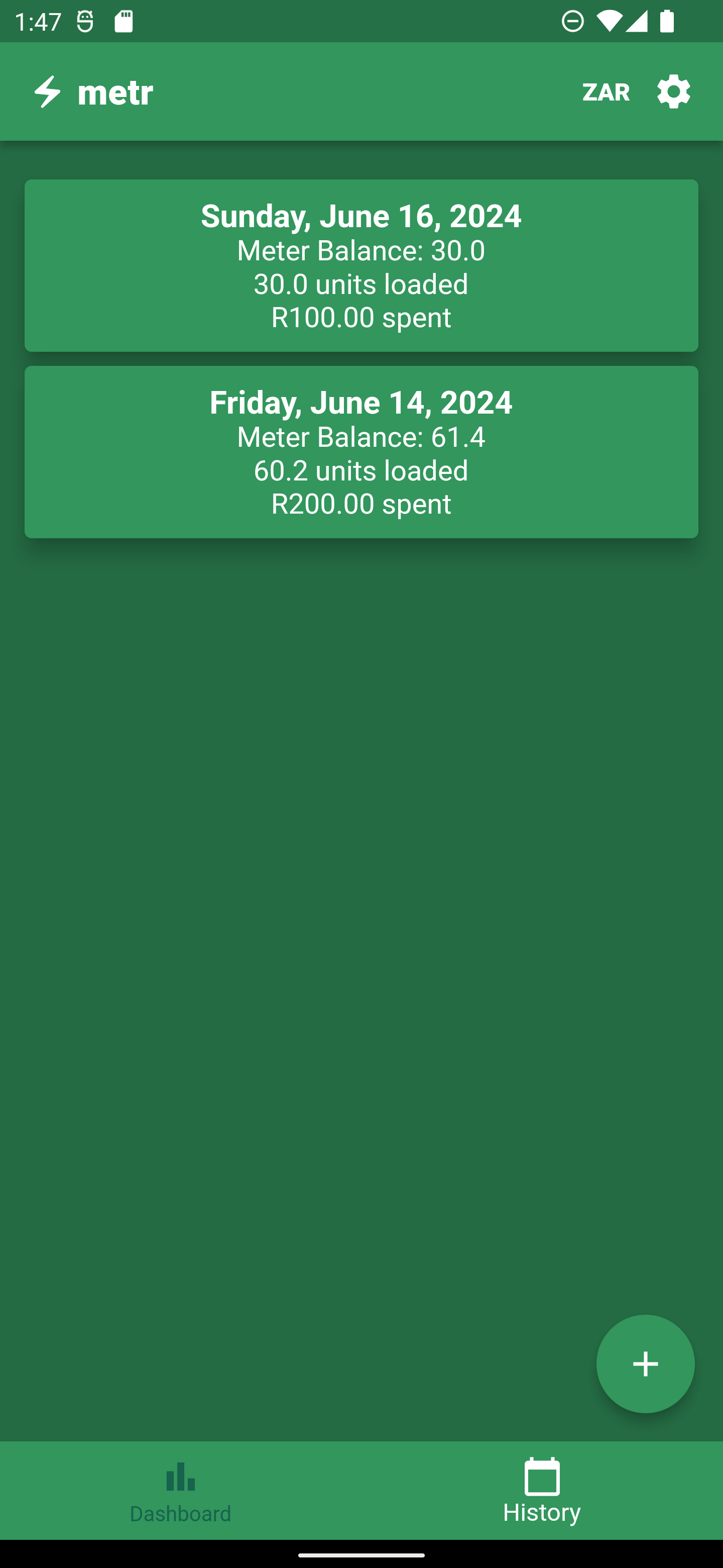 Metr: tracker prepagato di elettricità media 5