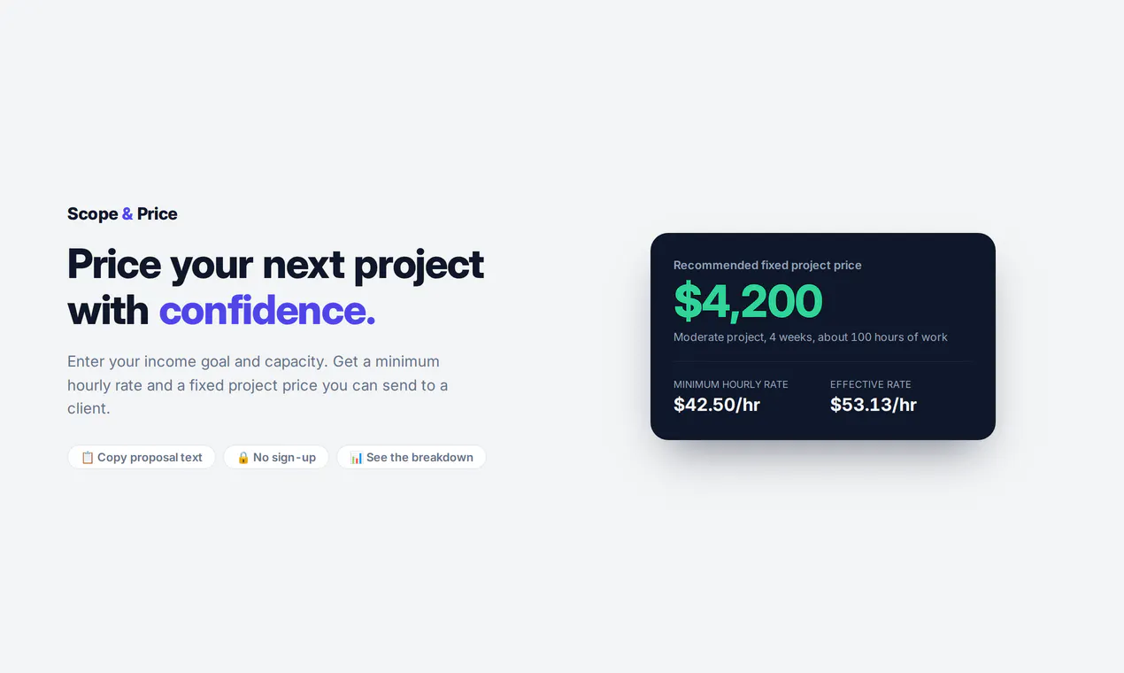 Freelance Scope & Pricing Calculator gallery image