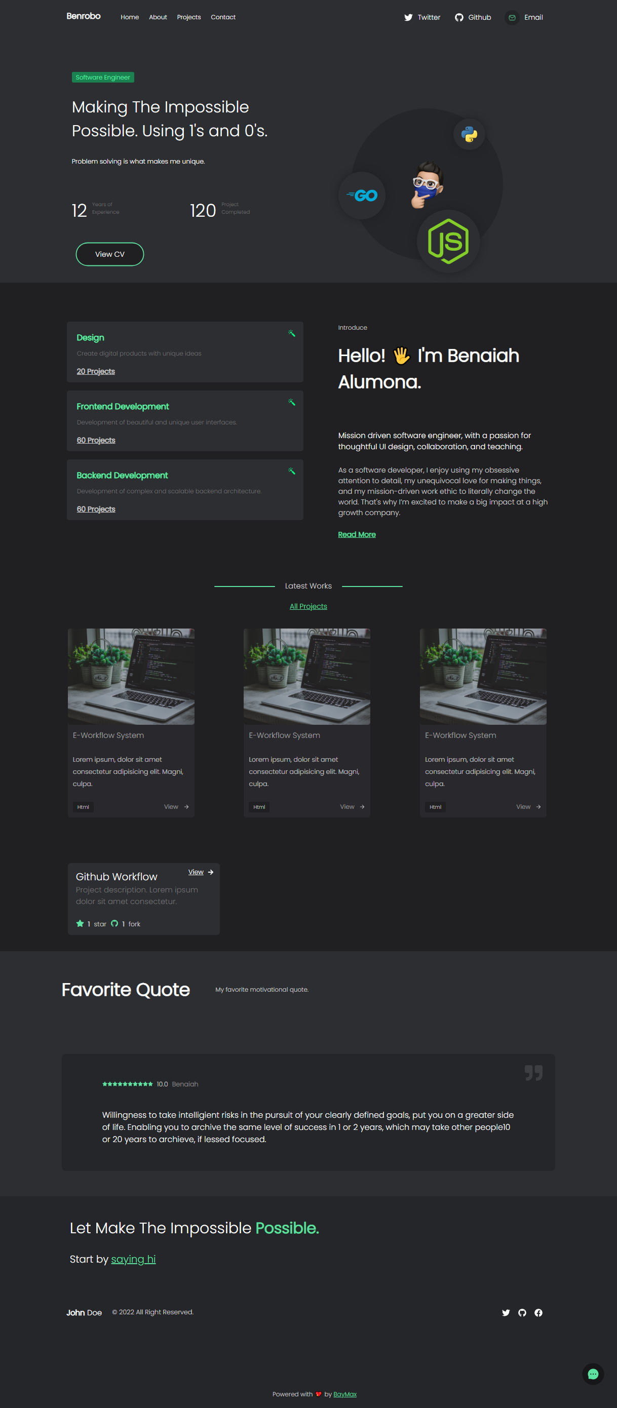 Baaymax - สร้างไซต์พอร์ตโฟลิโอที่ไม่ซ้ำกันจากโปรไฟล์ GitHub ของคุณ media 4