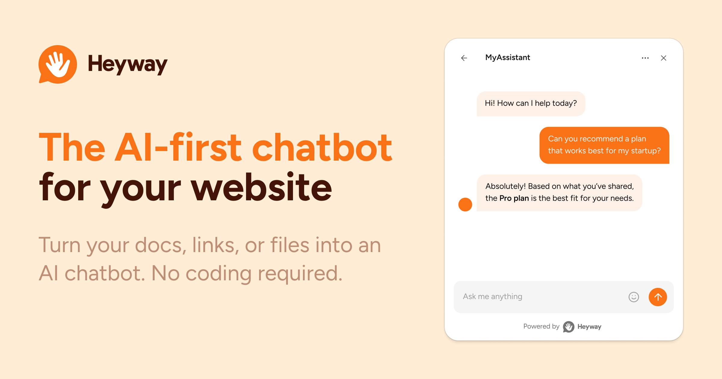 Heyway.chat - AI Chatbots alimentados por su contenido en 1 minuto media 2