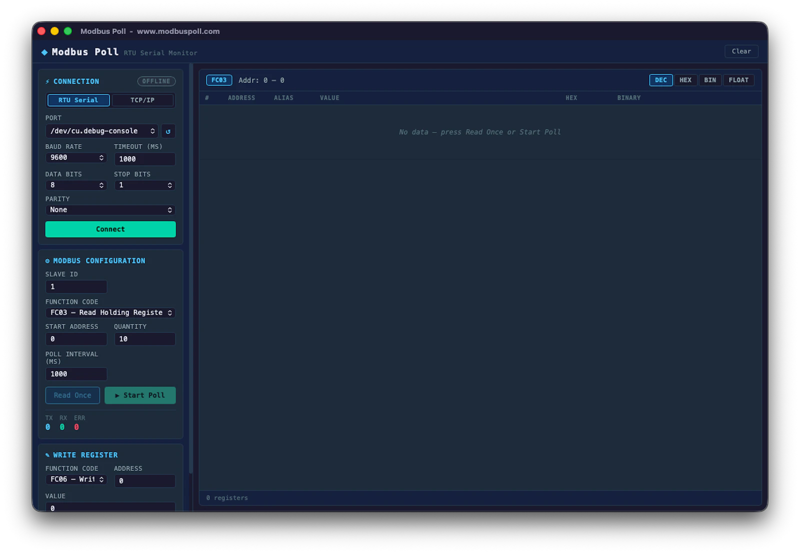 Modbus Poll screenshot 1