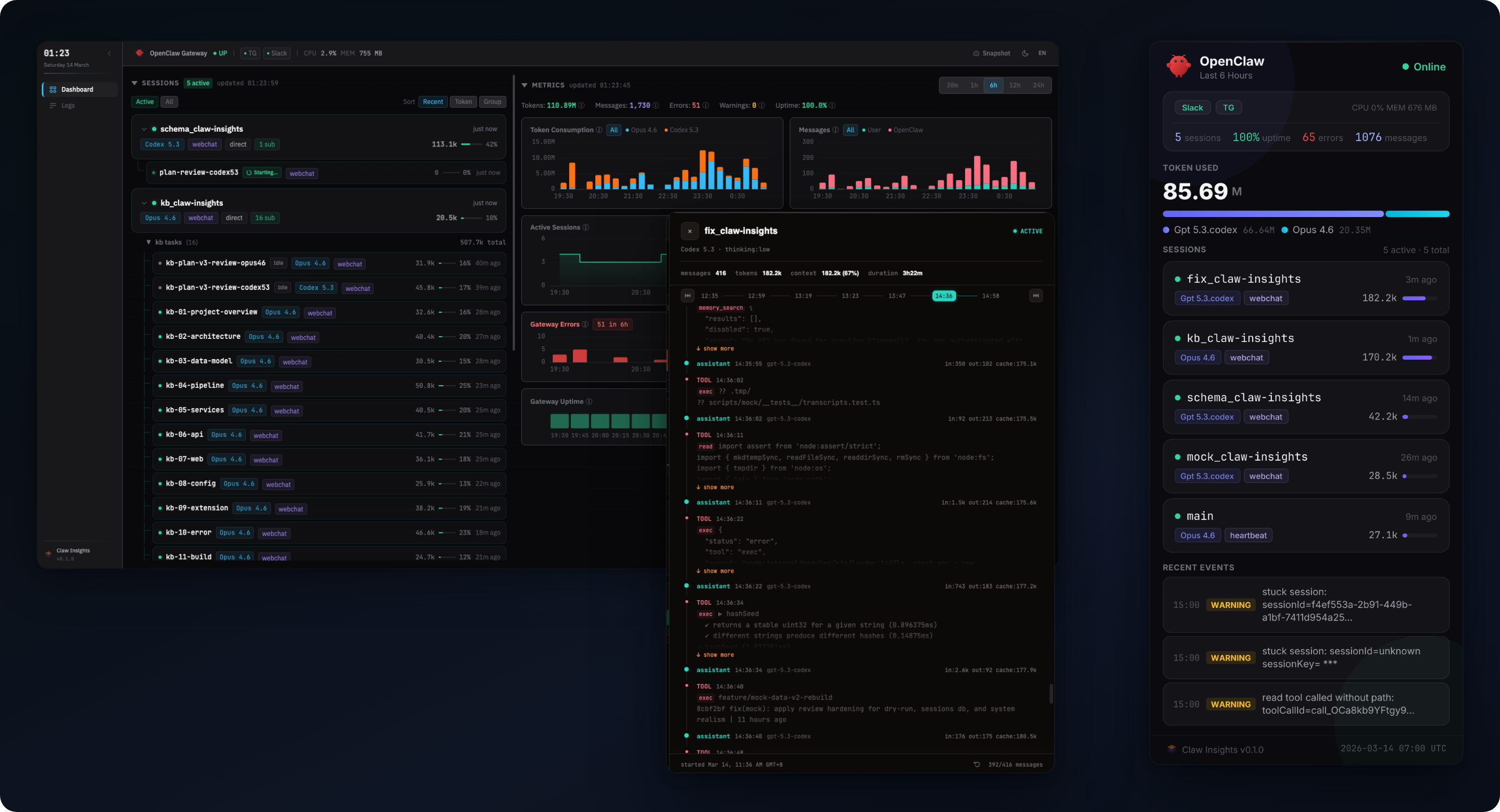 Claw Insights - Main product screenshot demonstrating key features and user interface