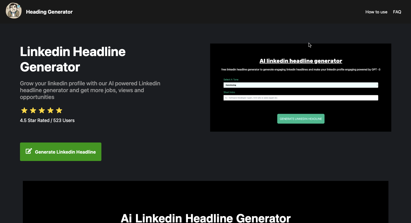 LinkedIn Headline Generator - Genereer een nieuwe kop met behulp van AI media 1