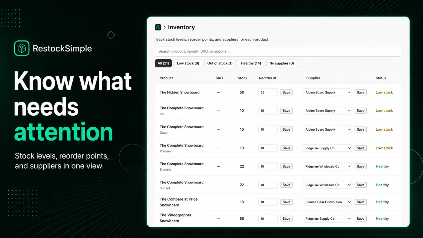 RestockSimple screenshot